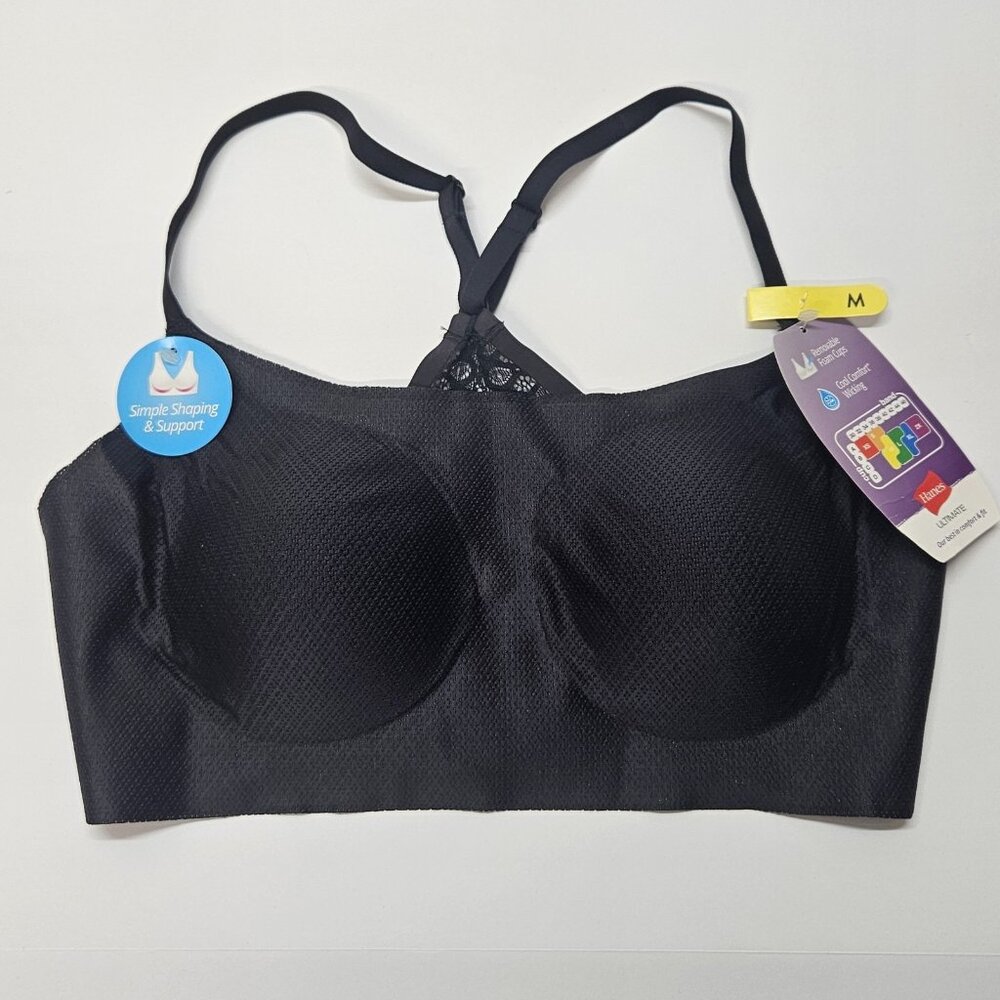 Hanes Ultimate Simple Shaping Support Wireless Bra DHHU43‎ Size M Removable Pads